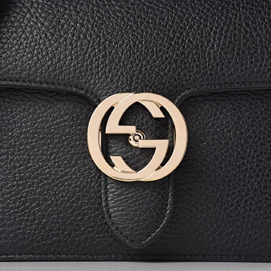 Gucci Re(Belle) - Borsa in pelle con manico GG Rebelle, misura media, colore: Nero, Nero, Medium